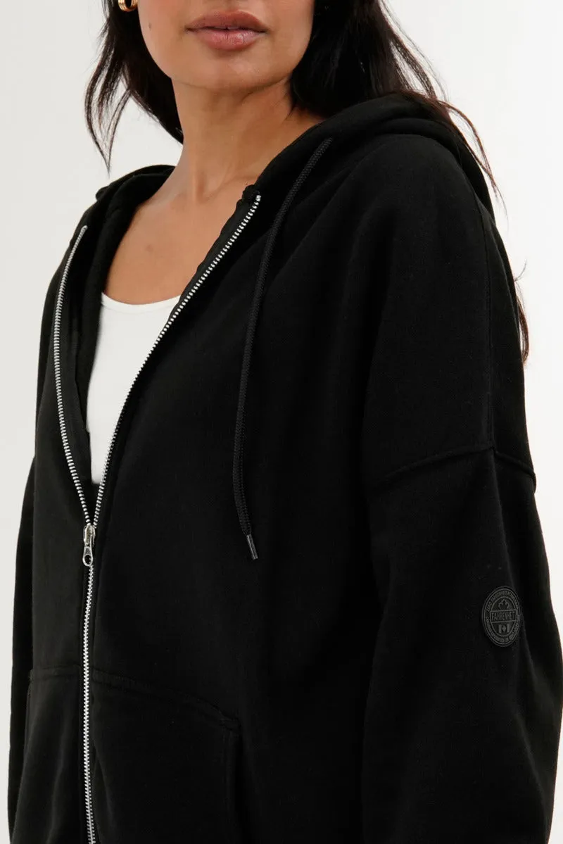Fahrenheit Zip Up Drop Shoulder Hoodie - Black sold by Fairweather product image thumbnail 4