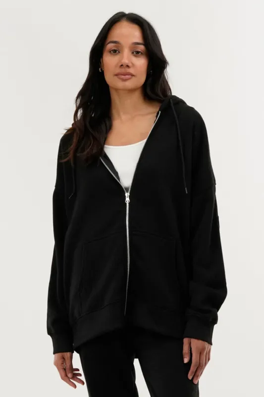 Fahrenheit Zip Up Drop Shoulder Hoodie - Black sold by Fairweather