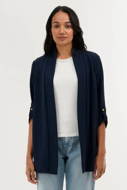 International INC Company Roll Up Sleeve Cardigan - Navy sold by Fairweather