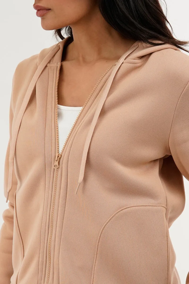 Fahrenheit Classic Zip Up Hoodie - Beige sold by Fairweather product image thumbnail 4