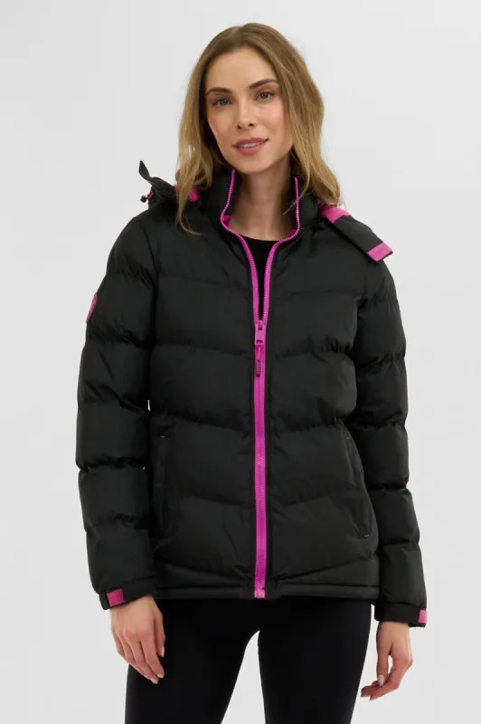 Canada Weather Gear Chevron Bubble Bomber Jacket - Black sold by Fairweather