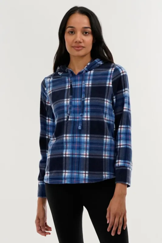 Canada Weather Gear Plaid Hooded Pajama Top - Navy sold by Fairweather