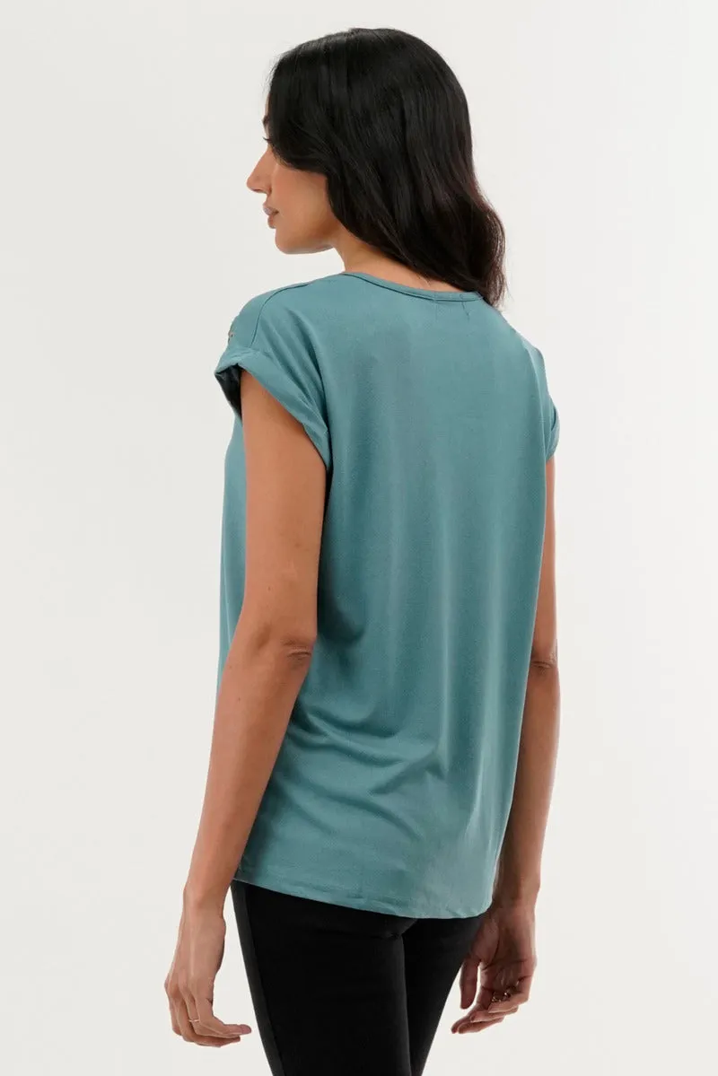 International INC Company Shoulder Lace Up Tee - Teal sold by Fairweather product image thumbnail 3