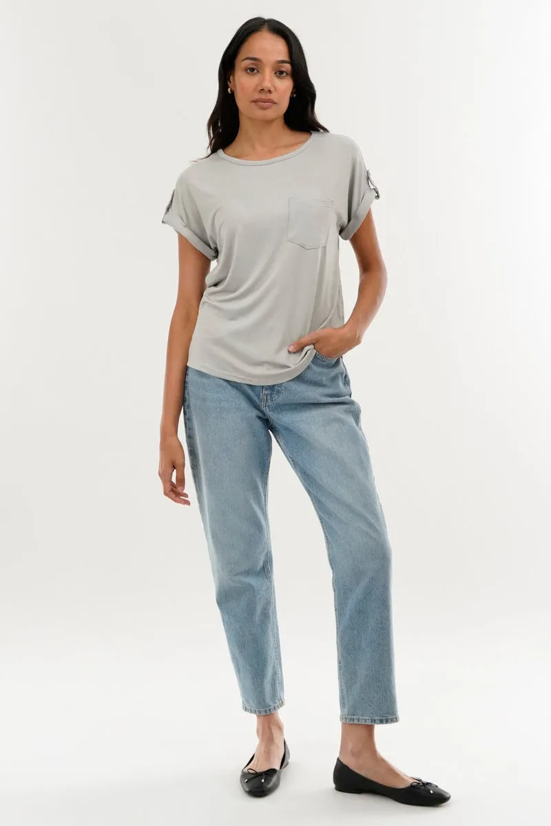 Costa Blanca Basic Cap Sleeve Tee - Grey sold by Fairweather product image thumbnail 5