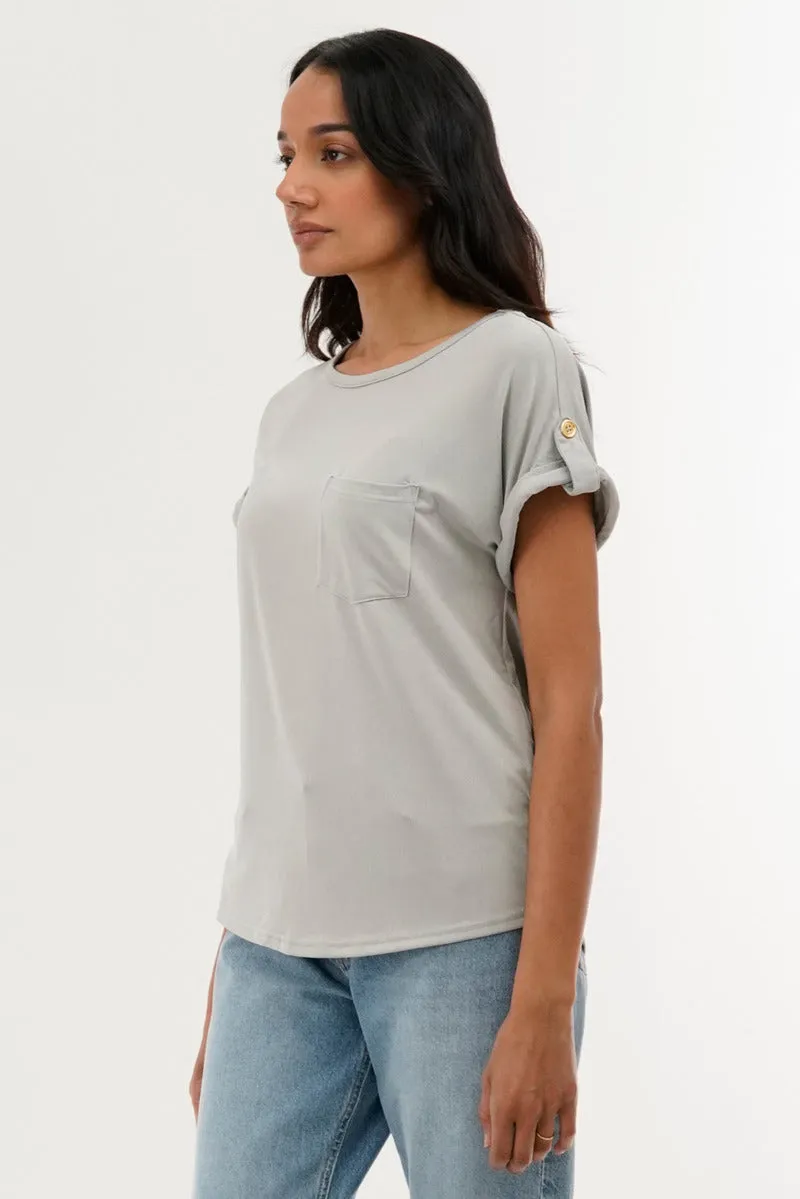 Costa Blanca Basic Cap Sleeve Tee - Grey sold by Fairweather product image thumbnail 2