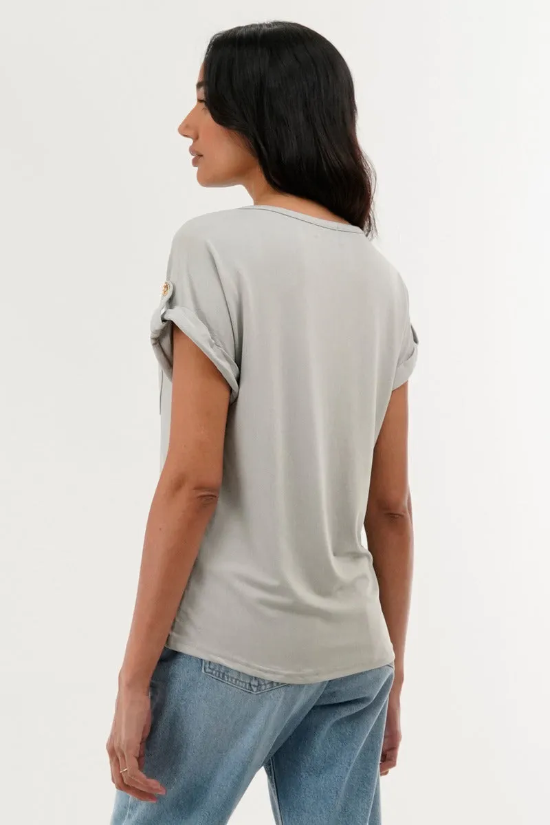 Costa Blanca Basic Cap Sleeve Tee - Grey sold by Fairweather product image thumbnail 3
