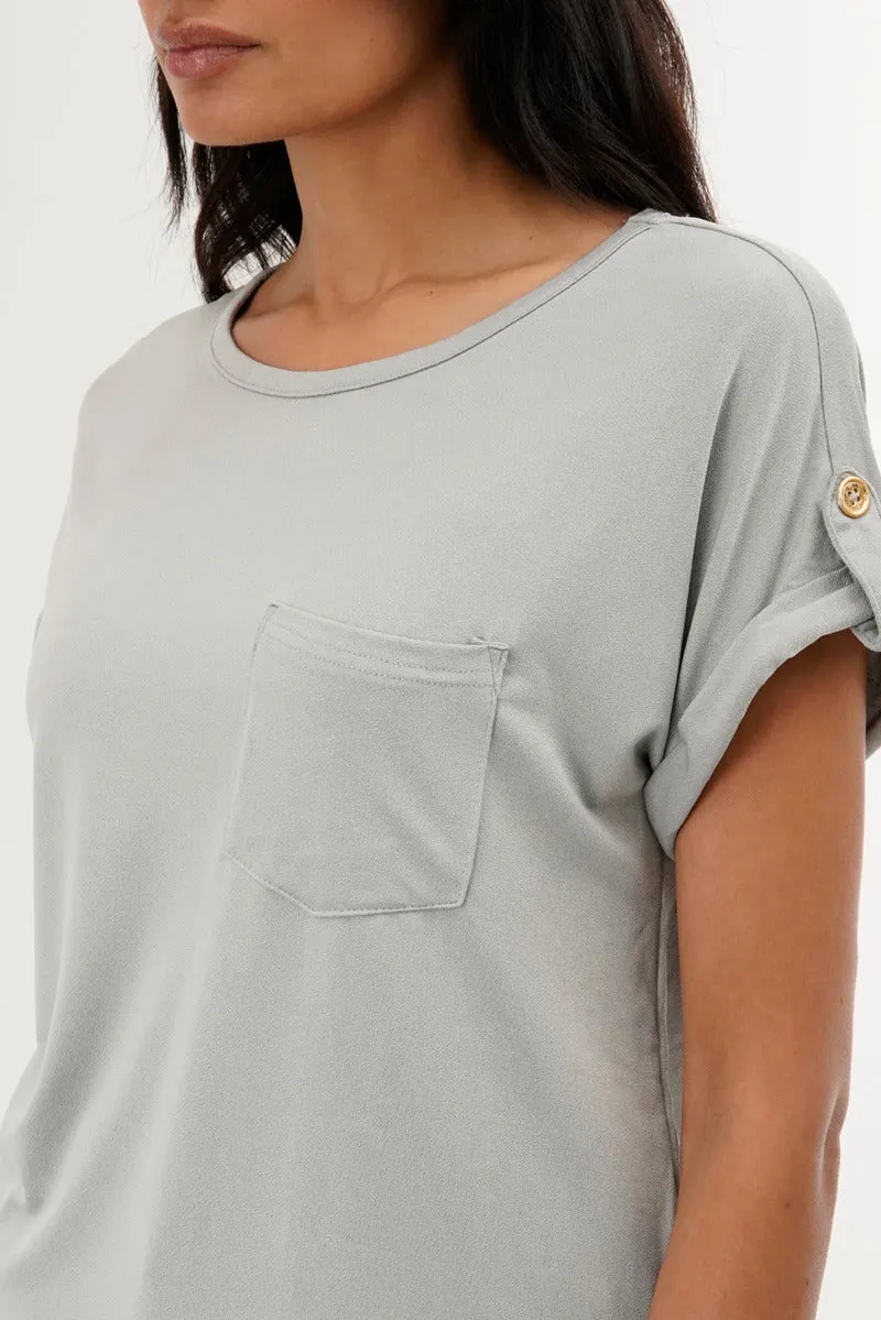Costa Blanca Basic Cap Sleeve Tee - Grey sold by Fairweather product image thumbnail 4