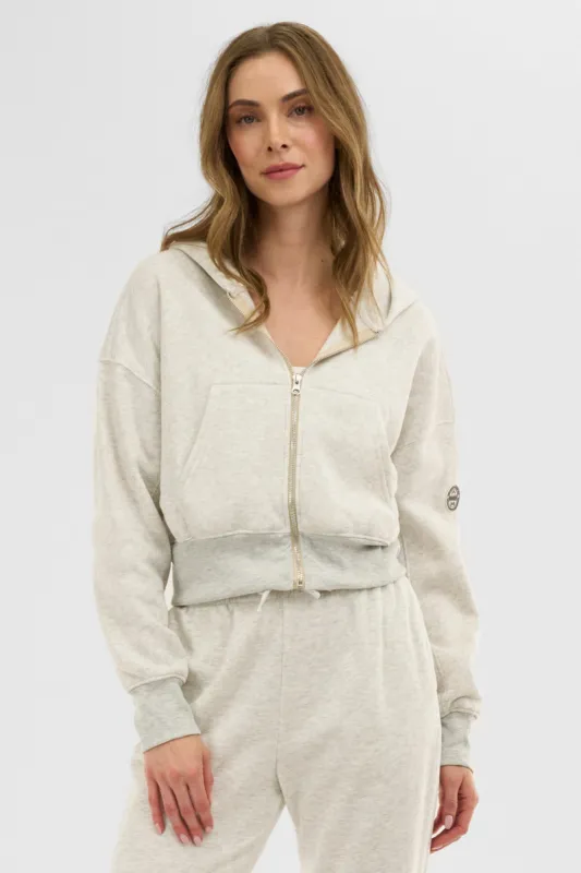 Fahrenheit Cropped Zip Up Hoodie - White sold by Fairweather