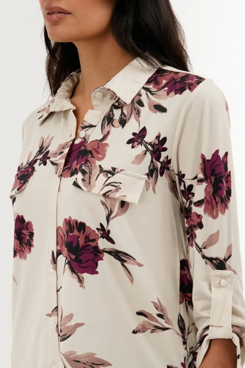 Floral Button Down Shirt - Beige sold by Fairweather product image thumbnail 4