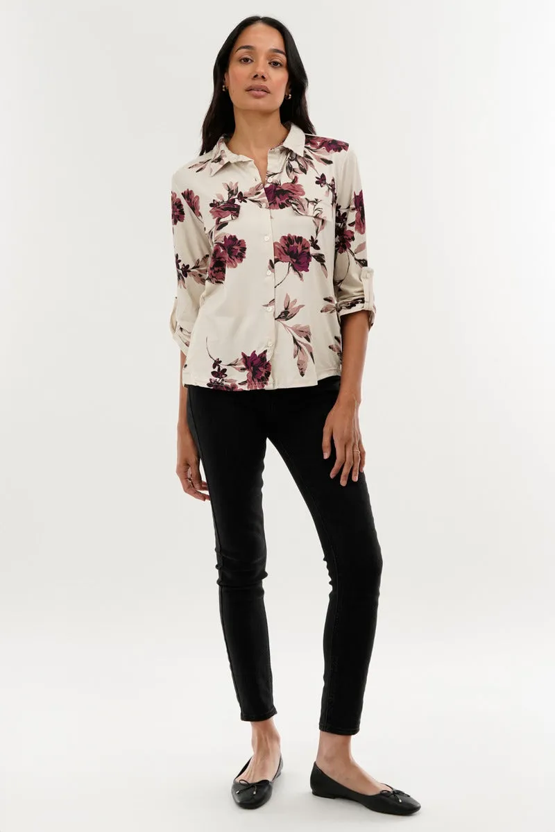 Floral Button Down Shirt - Beige sold by Fairweather product image thumbnail 5