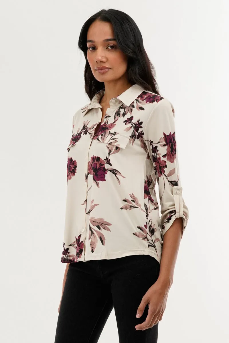 Floral Button Down Shirt - Beige sold by Fairweather product image thumbnail 2