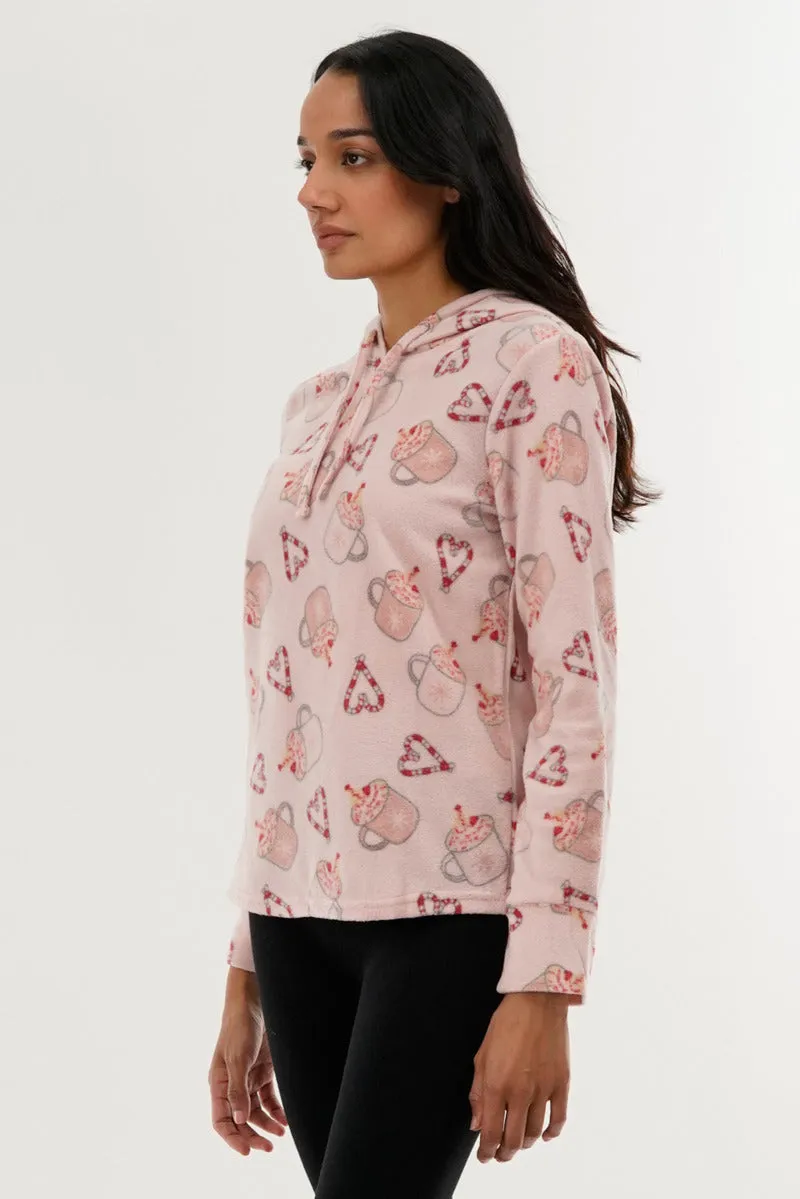 Festive Print Hooded Pajama Top - Pink sold by Fairweather product image thumbnail 2