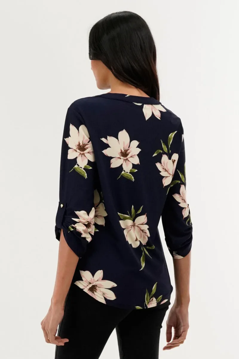 International INC Company Floral Split Neck Blouse - Navy sold by Fairweather product image thumbnail 3