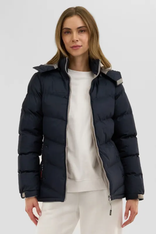 Canada Weather Gear Chevron Bubble Bomber Jacket - Navy sold by Fairweather
