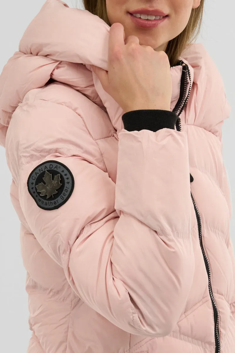 Canada Weather Gear Chevron Quilted Parka Jacket - Pink sold by Fairweather product image thumbnail 4