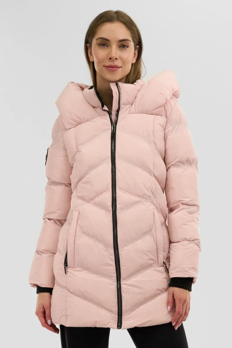 Canada Weather Gear Chevron Quilted Parka Jacket - Pink sold by Fairweather