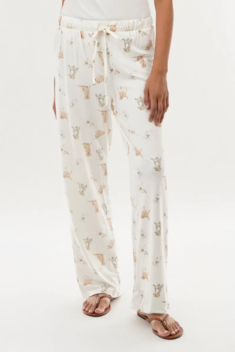 Canada Weather Gear Dog Print Wide Leg Pajama Pants - Beige sold by Fairweather