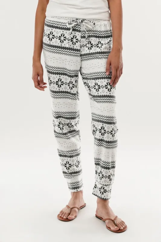 Festive Print Pajama Pants - White made by Fairweather