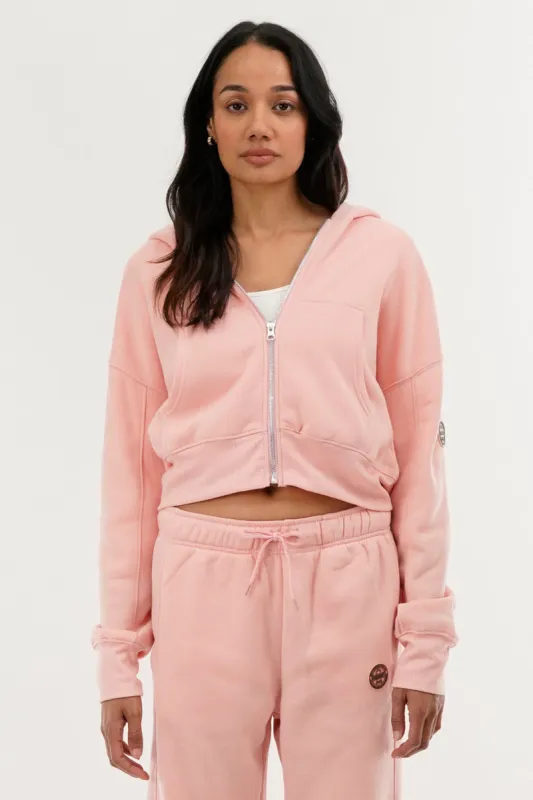 Fahrenheit Cropped Zip Up Hoodie - Pink sold by Fairweather