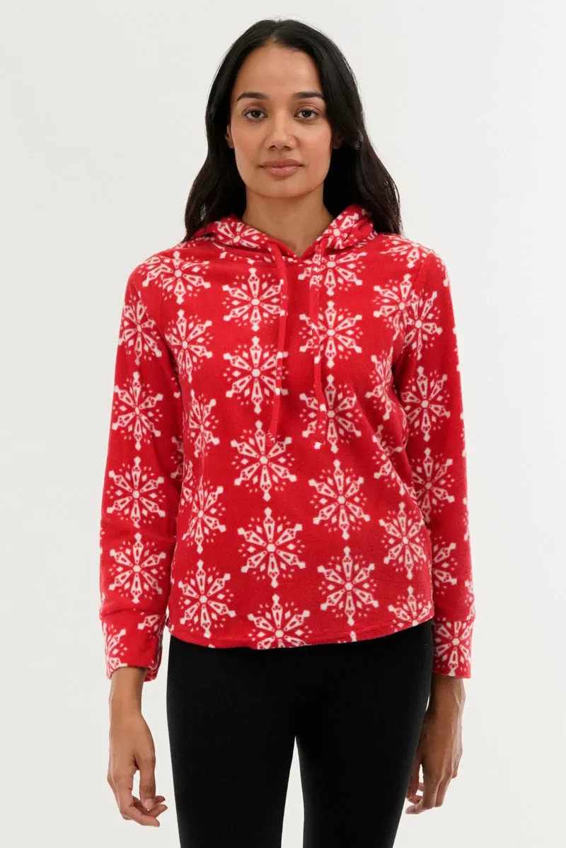 Canada Weather Gear Festive Print Hooded Pajama Top - Red sold by Fairweather