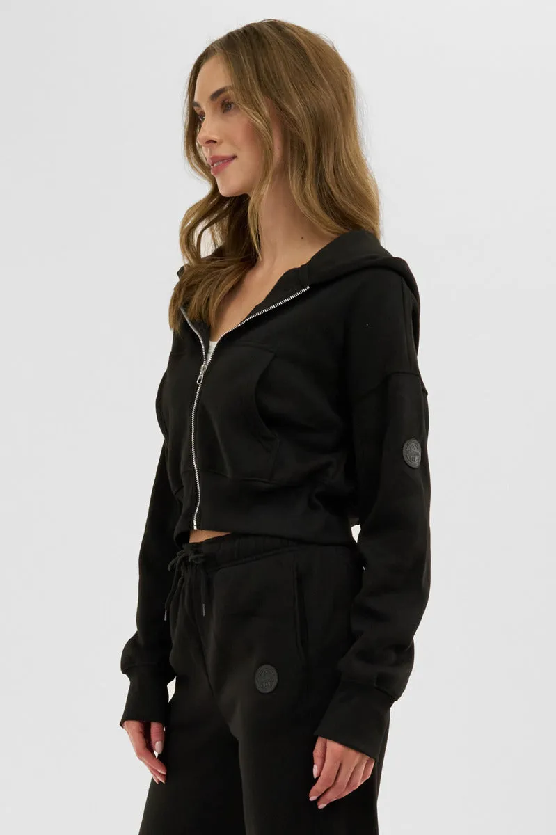 Fahrenheit Cropped Zip Up Hoodie - Black sold by Fairweather product image thumbnail 2