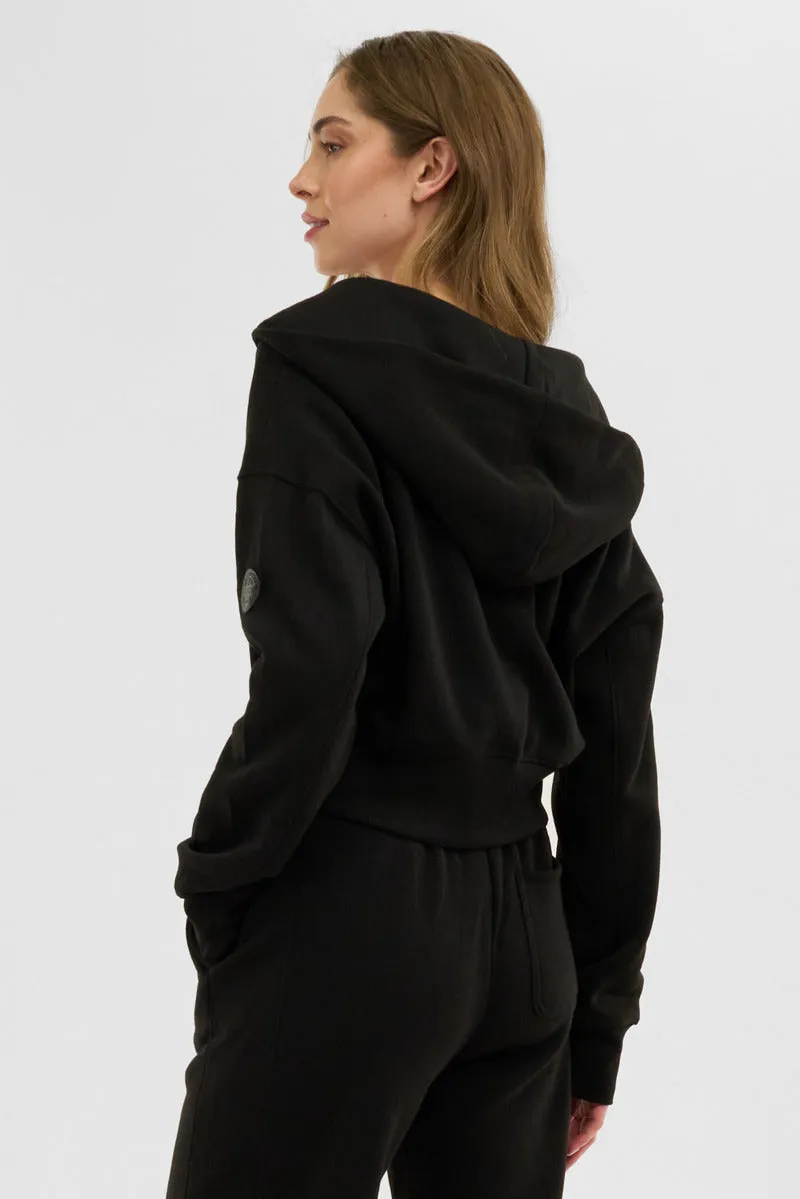 Fahrenheit Cropped Zip Up Hoodie - Black sold by Fairweather product image thumbnail 3