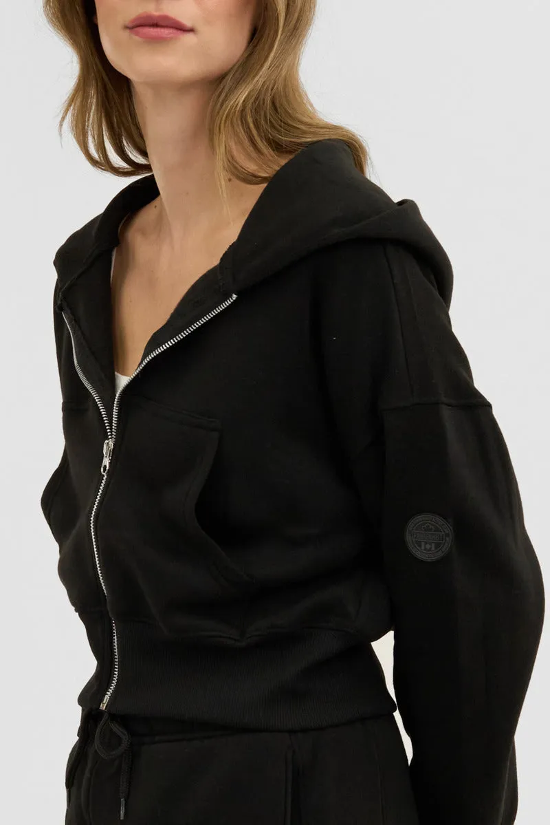 Fahrenheit Cropped Zip Up Hoodie - Black sold by Fairweather product image thumbnail 4