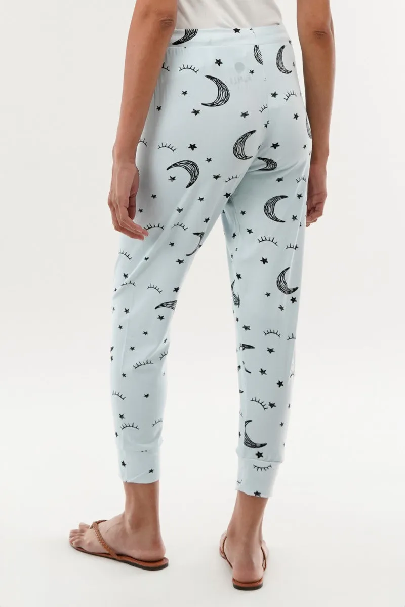 Moon Print Tie Waist Pajama Pants - Blue sold by Fairweather product image thumbnail 3