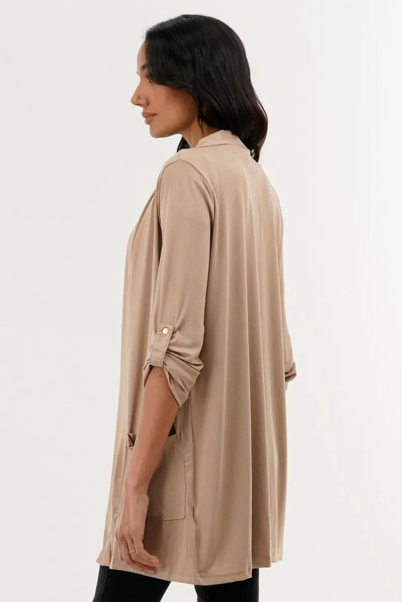 International INC Company Roll Up Sleeve Wrap Cardigan - Beige sold by Fairweather product image thumbnail 3