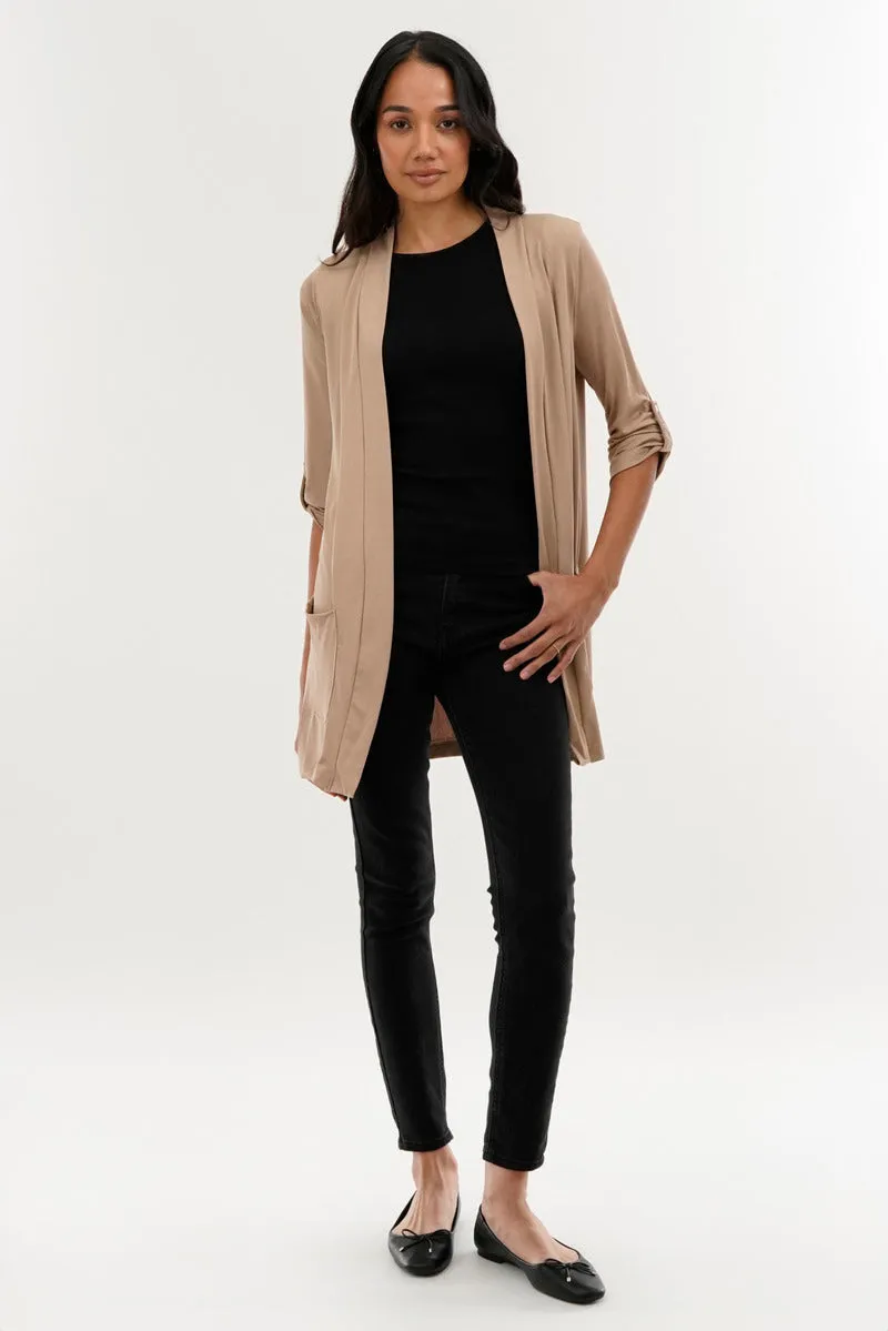 International INC Company Roll Up Sleeve Wrap Cardigan - Beige sold by Fairweather product image thumbnail 5