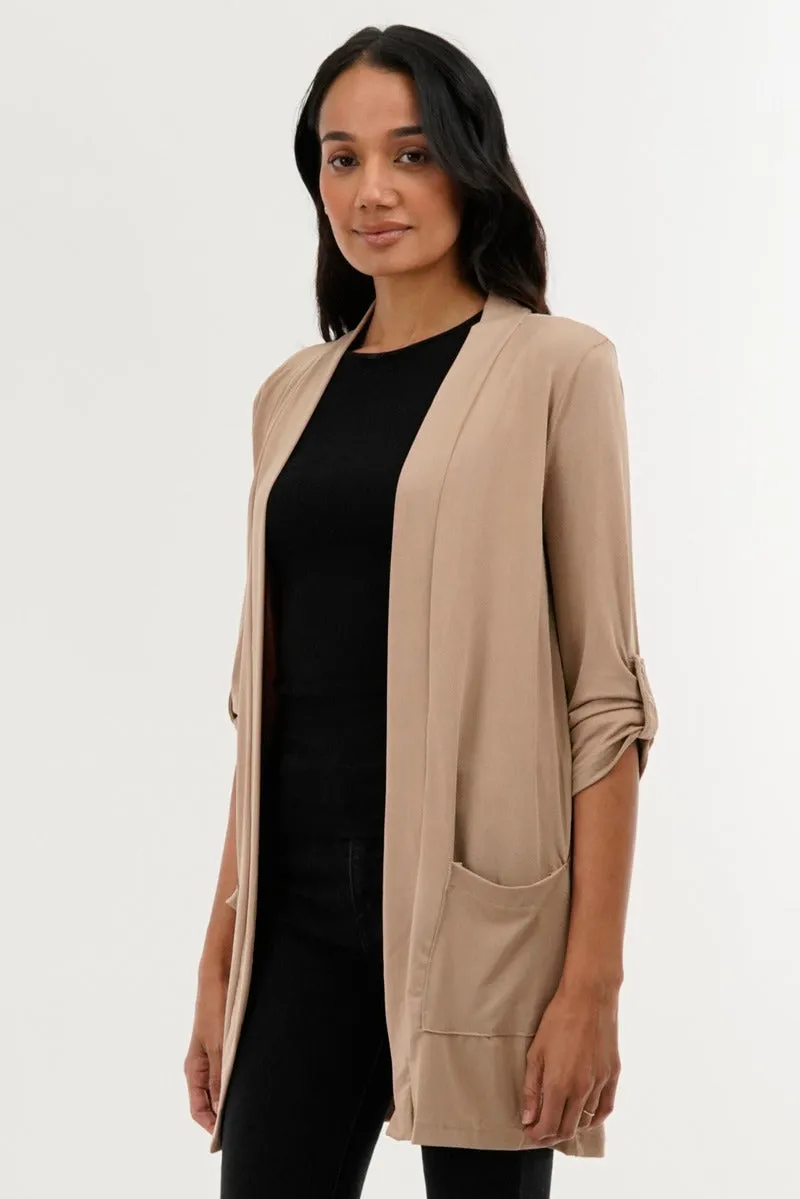 International INC Company Roll Up Sleeve Wrap Cardigan - Beige sold by Fairweather product image thumbnail 2