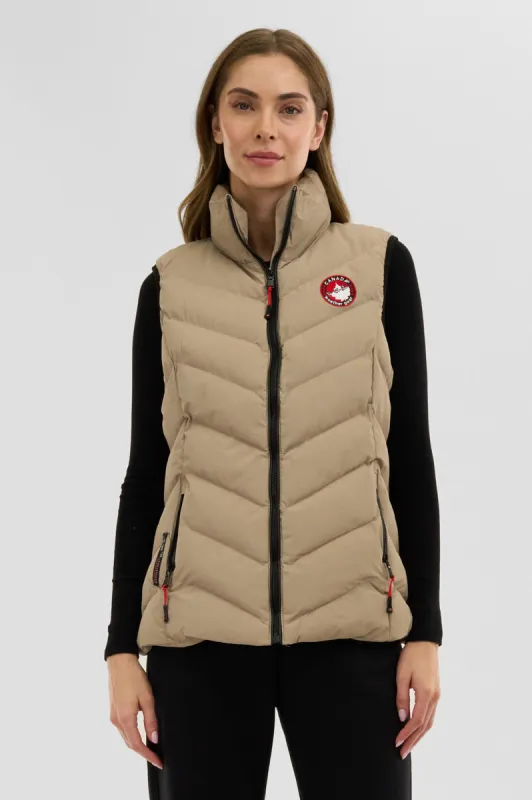 Canada Weather Gear Chevron Bubble Vest - Beige sold by Fairweather