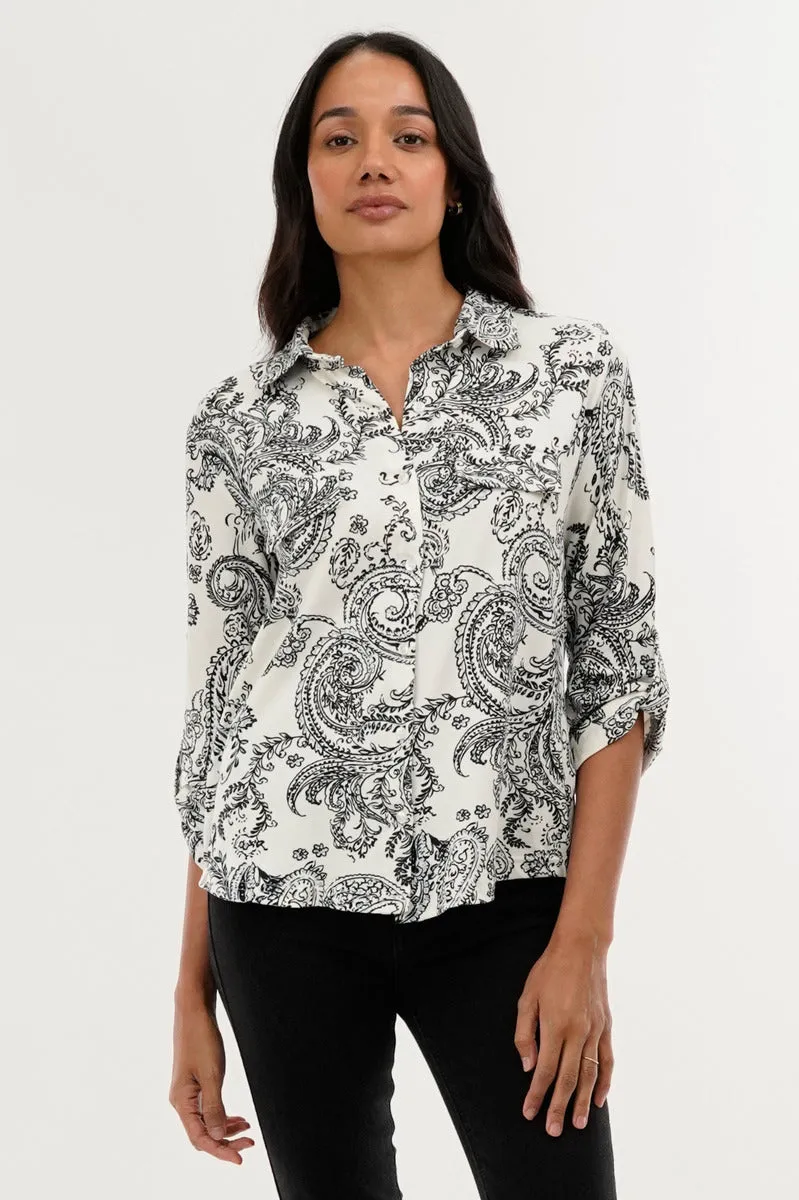 International INC Company Paisley Print Button Down Shirt - White sold by Fairweather