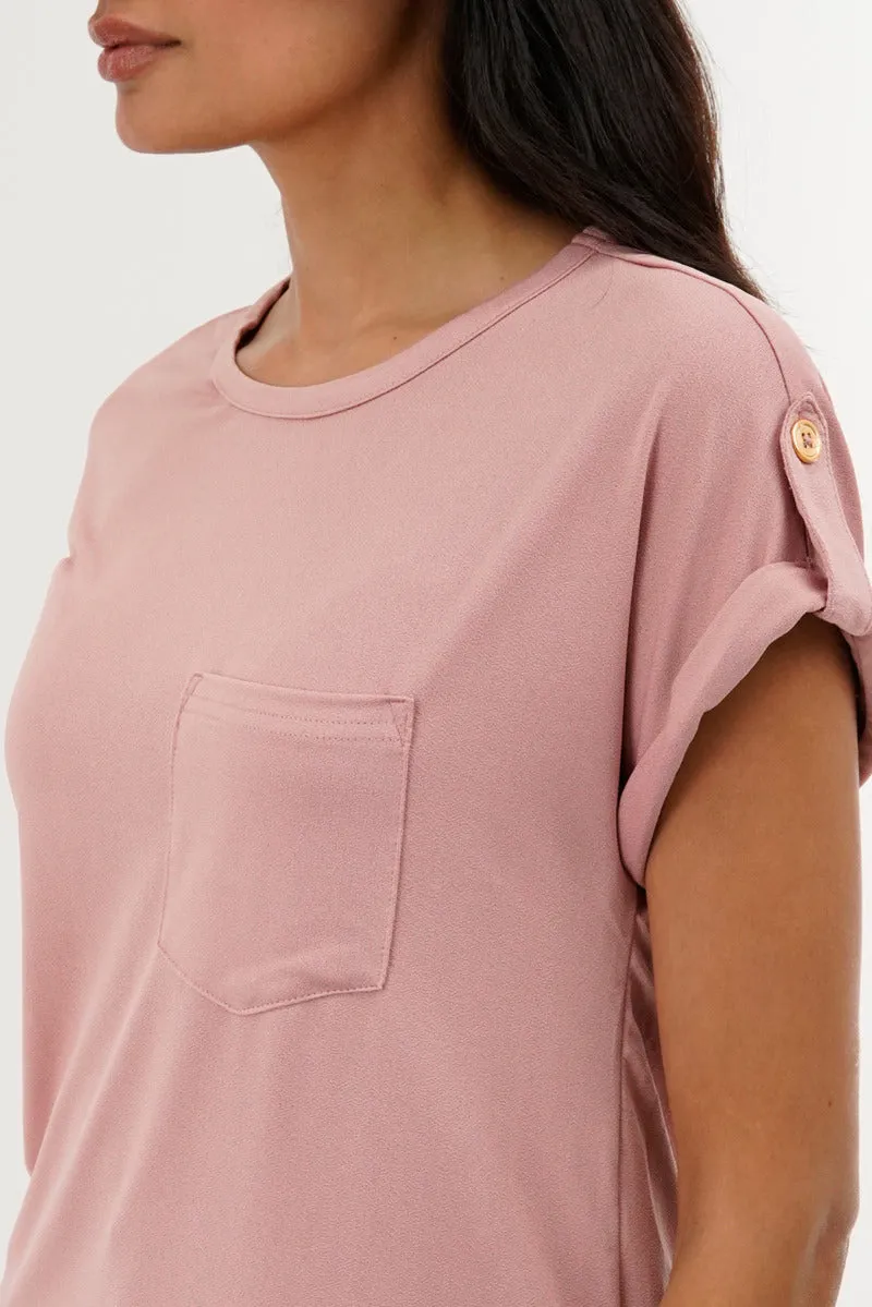 Costa Blanca Basic Cap Sleeve Tee - Pink sold by Fairweather product image thumbnail 4
