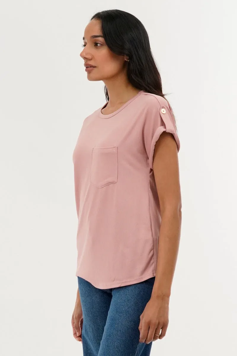 Costa Blanca Basic Cap Sleeve Tee - Pink sold by Fairweather product image thumbnail 2