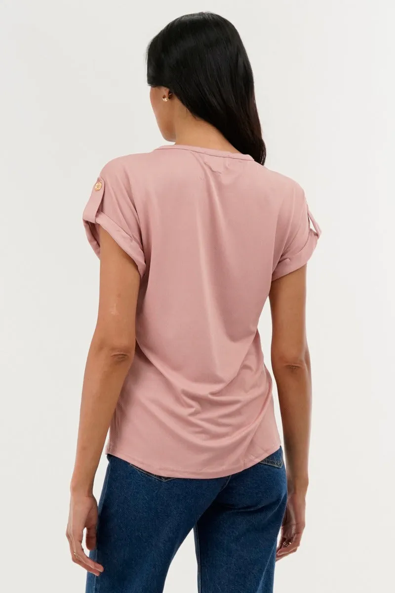 Costa Blanca Basic Cap Sleeve Tee - Pink sold by Fairweather product image thumbnail 3