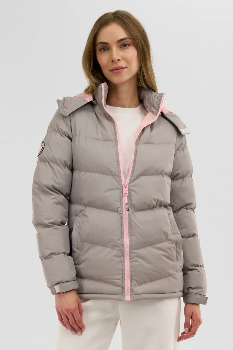 Canada Weather Gear Chevron Bubble Bomber Jacket - Stone sold by Fairweather