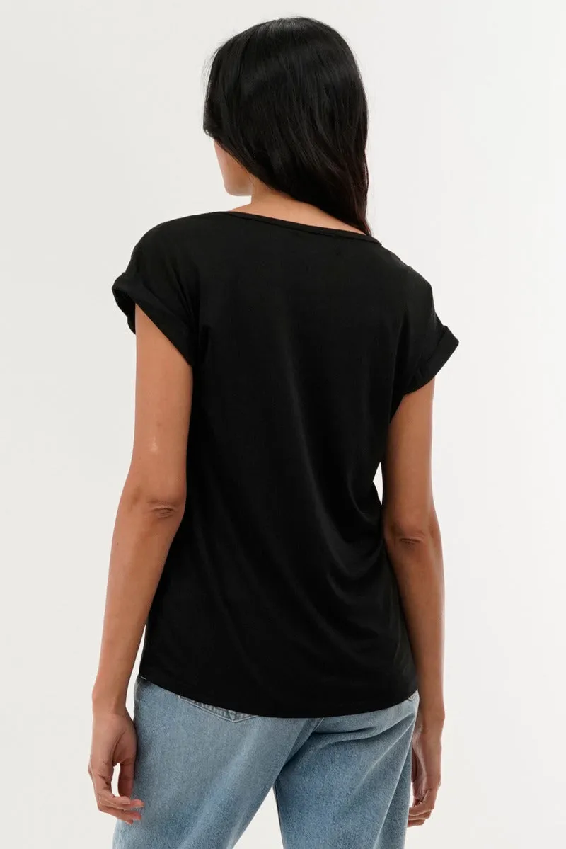 International INC Company Shoulder Lace Up Tee - Black sold by Fairweather product image thumbnail 3