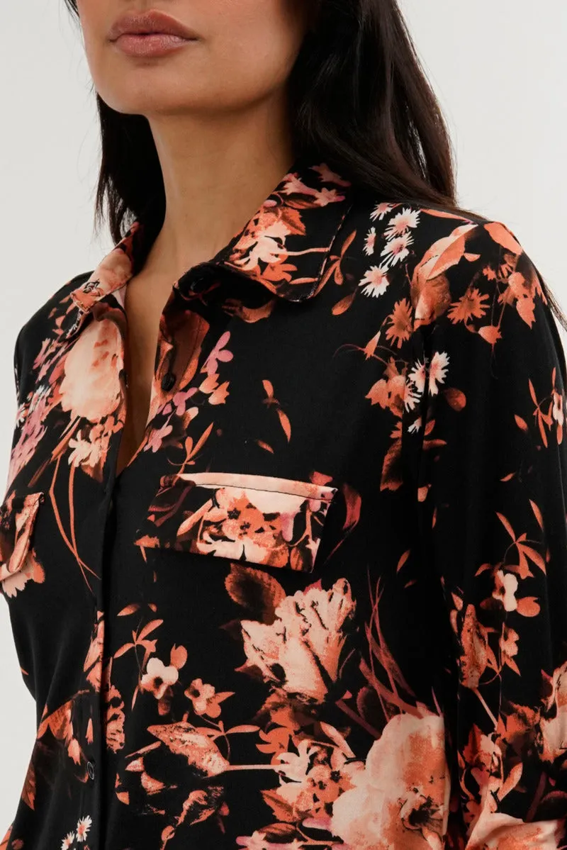 International INC Company Floral Button Down Shirt - Black sold by Fairweather product image thumbnail 4