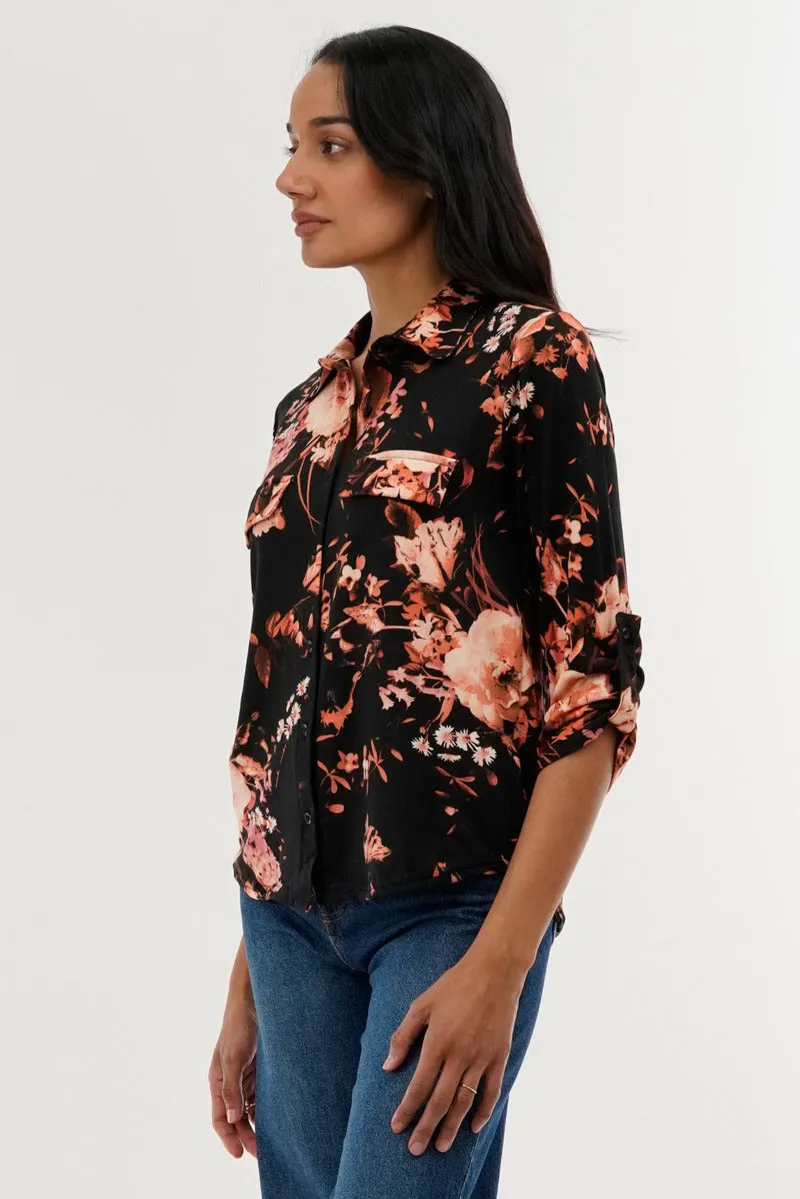 International INC Company Floral Button Down Shirt - Black sold by Fairweather product image thumbnail 2