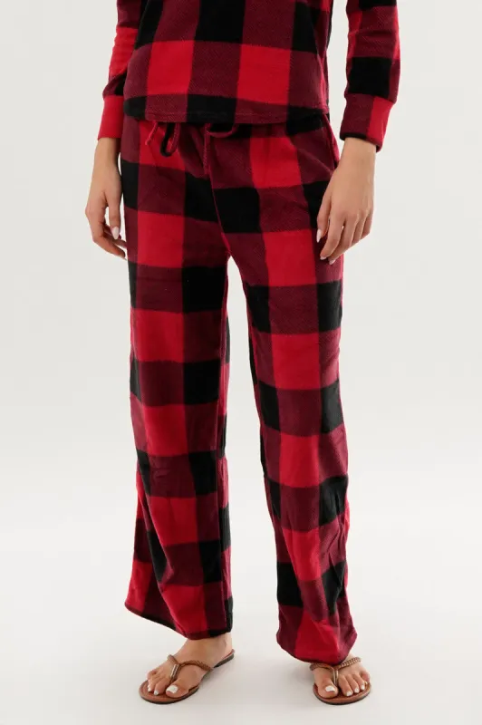 Plaid Wide Leg Pajama Pants - Red made by Fairweather