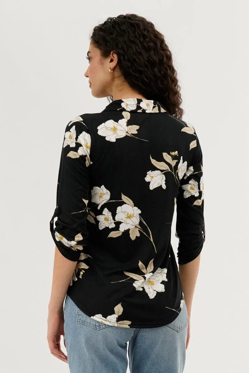 Majora Floral Button Up Blouse - Black sold by Fairweather product image thumbnail 3