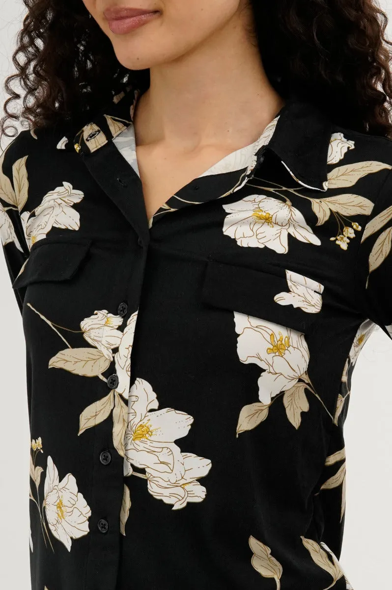 Majora Floral Button Up Blouse - Black sold by Fairweather product image thumbnail 4