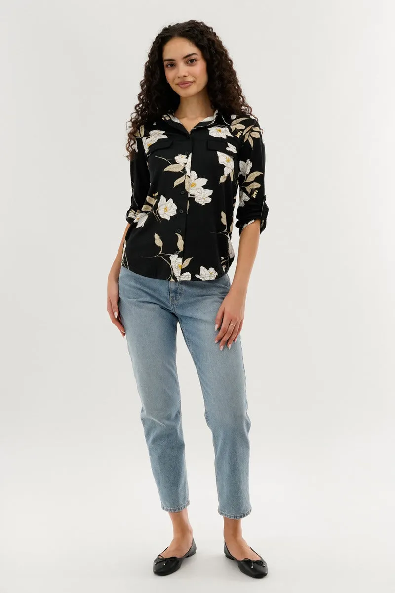 Majora Floral Button Up Blouse - Black sold by Fairweather product image thumbnail 5