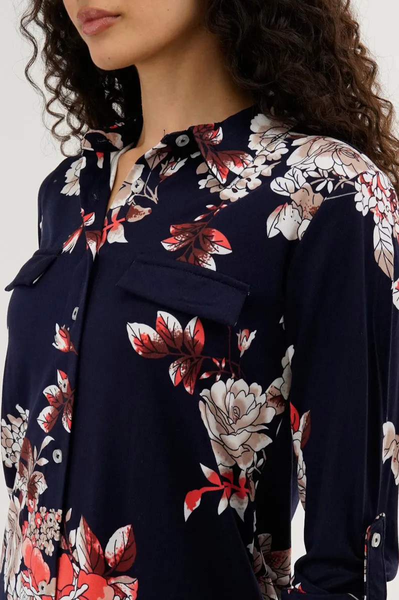 Majora Floral Button Up Blouse - Navy sold by Fairweather product image thumbnail 4