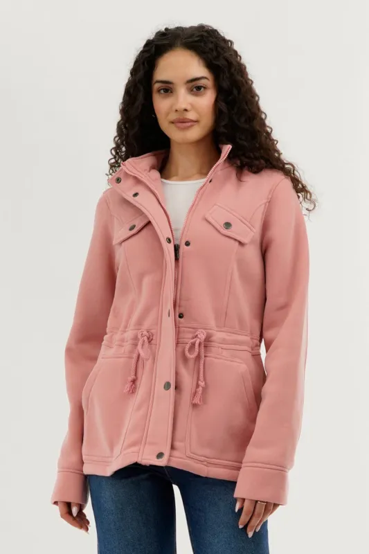 New Look Fleece Utility Pocket Lightweight Jacket - Pink sold by Fairweather