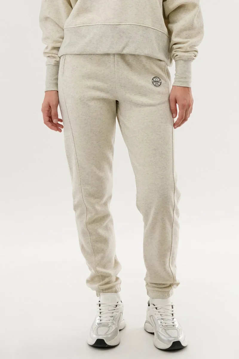 Fahrenheit Tie Waist Fleece Joggers - Cream sold by Fairweather