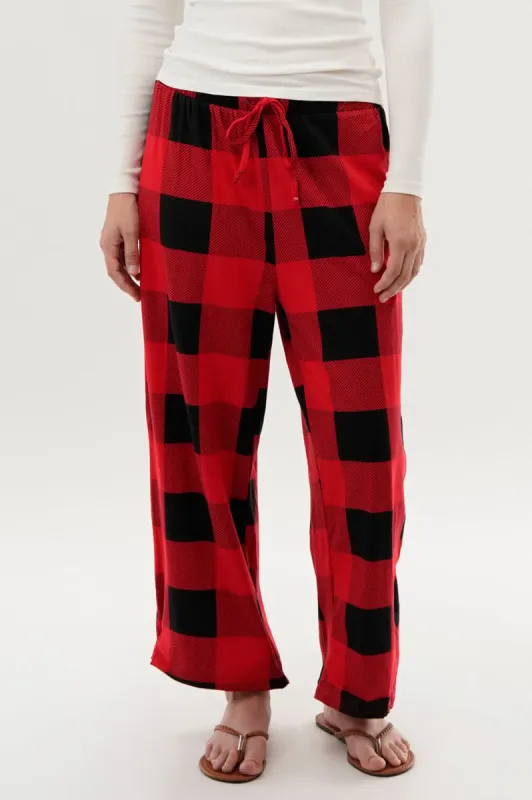 Canada Weather Gear Plaid Wide Leg Pajama Pants - Red sold by Fairweather