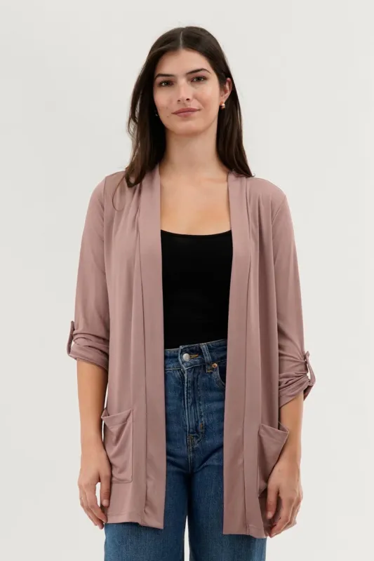 International INC Company Roll Up Sleeve Wrap Cardigan - Pink sold by Fairweather