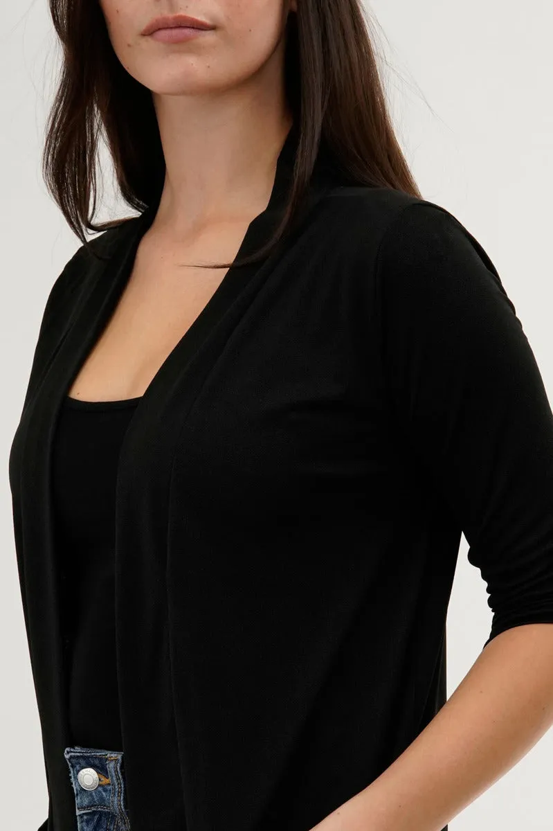 International INC Company Roll Up Sleeve Wrap Cardigan - Black sold by Fairweather product image thumbnail 4